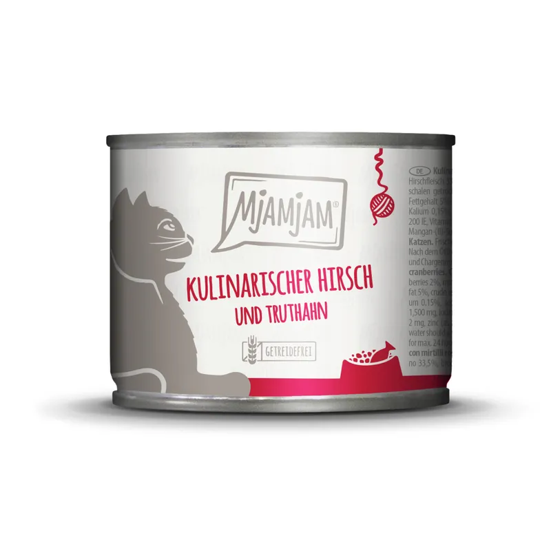Online Kaufen MJAMJAM Leckere Mahlzeit kulinarischer Hirsch und Truthahn an frischen Cranberries 200g Dose Katzennassfutter